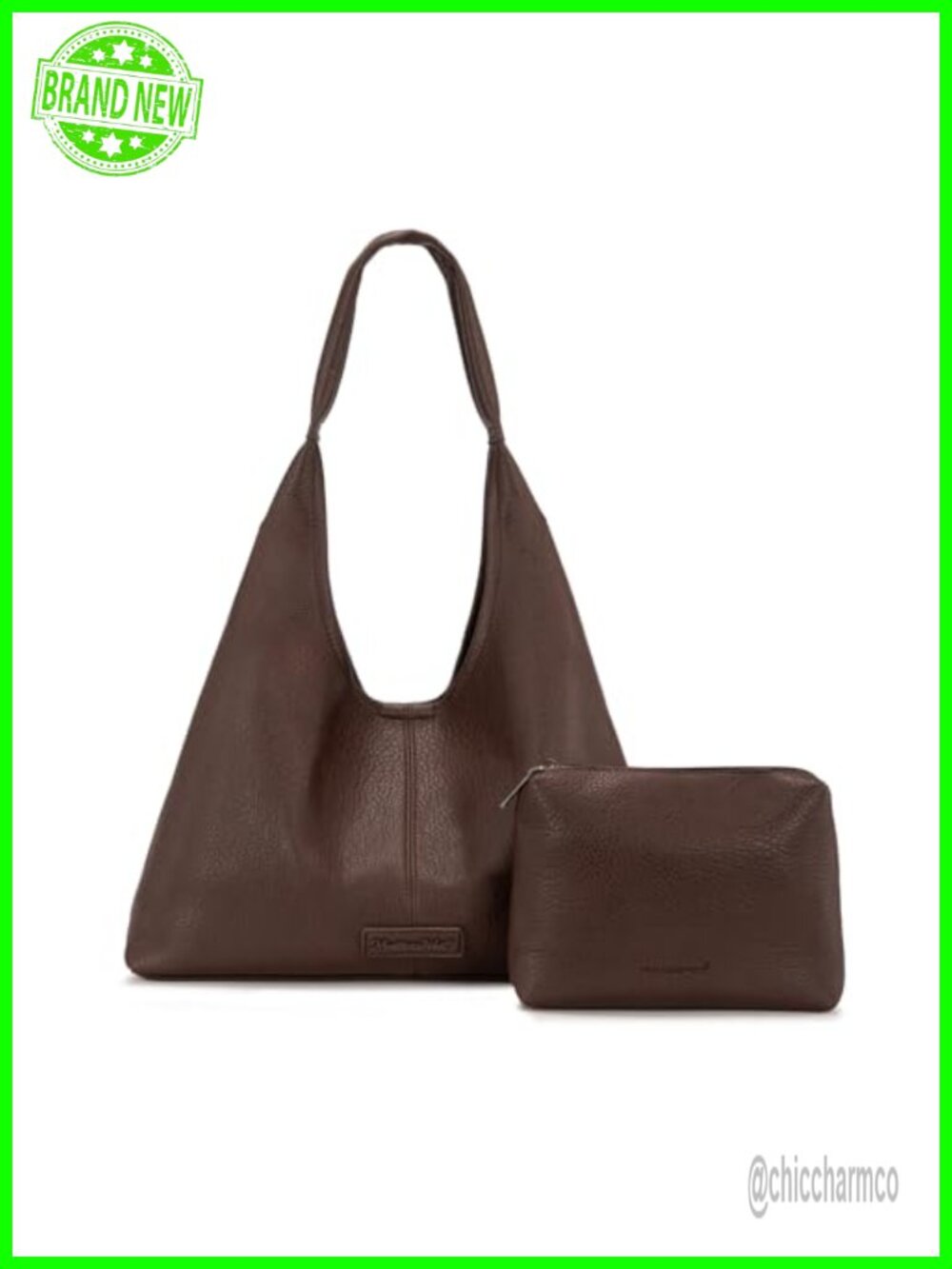 Women's Slouchy Soft PU Leather Hobo Shoulder Bag Handbag Tote with Pouch